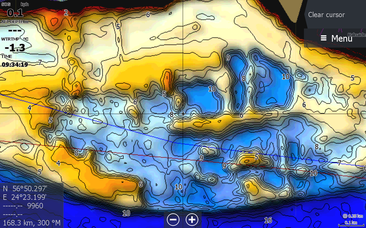Пример карты Baltic Depth Maps на эхолоте
